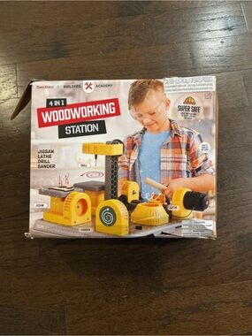 4-in-1 Woodworking Station Kids Toy - Yellow